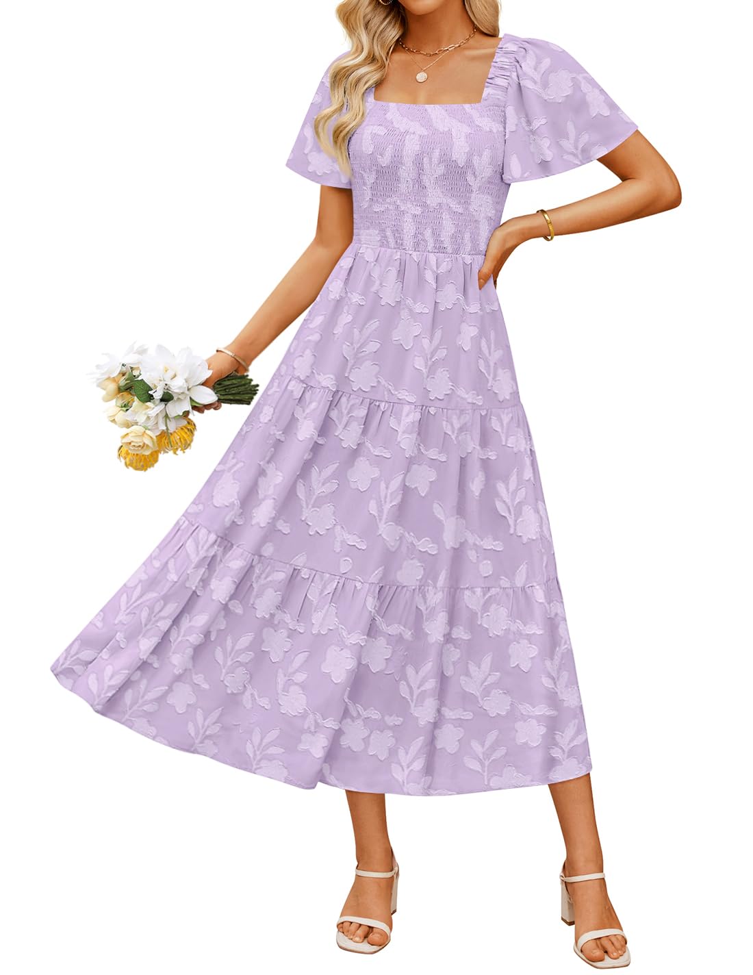 ZESICA Women‘s Summer Boho Floral Midi Dress 2025