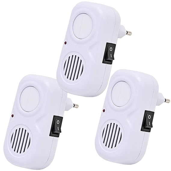 VOSS.sonic Ultraschall Vertreiber gegen Ungeziefer 3er Vorteilsset, Mäuse, Insekten wie Ameisen, bis 60qm mit Nachtlicht für 