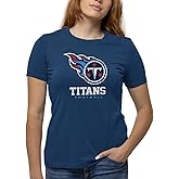 Team Fan Apparel Women's NFL Ultimate Fan Logo Short Sleeve T-Shirt - 100% Cotton - Officially Licensed - Tagless Tee (Tennessee Titans - Navy, Medium)