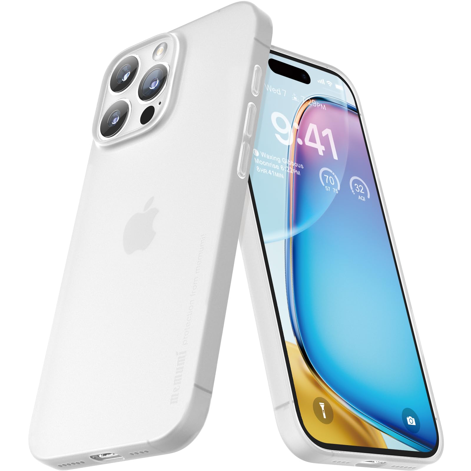 memumi 0.3mm Ultra Slim Case for iPhone 16 Pro, Matte Finish Case with Full Camera Protection, Anti-Scratch and Fingerprint Resistant Cover, Support Wireless Charging