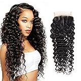 Human Hair Lace Closure 18 Inch Deep Wave Closure Only 3 Part Brazilian Hair Deep Curly Closure 4