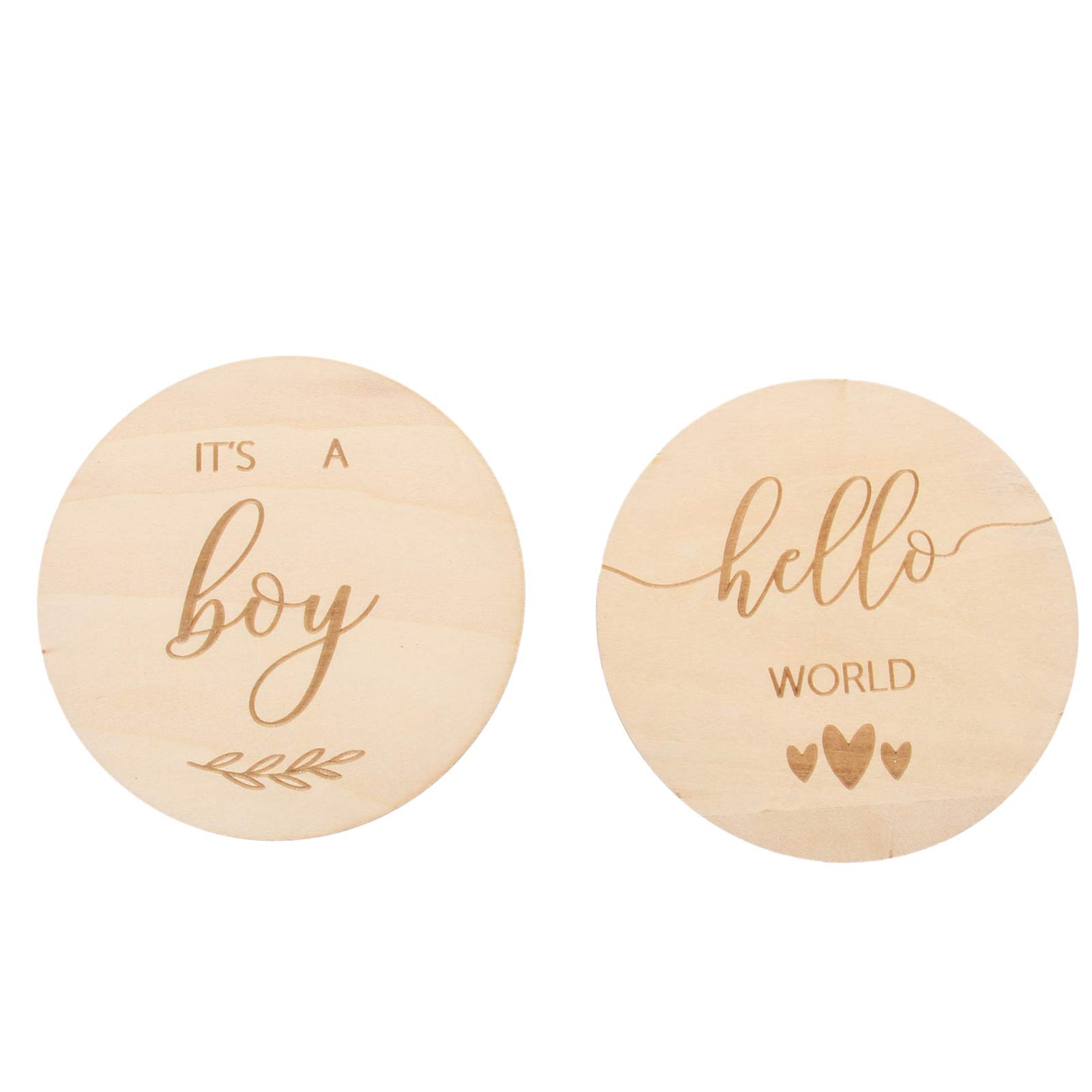 Amosfun 2Pcs Its A Boy Sign Wood Baby Monthly Cards Milestone Discs Baby Shower Party Decorations for Gender Reveal Baby Announcements(10cm)