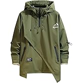 GURUNVANI Men's Hooded Jacket OverSize jackets for men Patchwork Zipper Coats