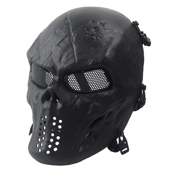 Maske Halloween , QinMM Airsoft Paintball Full Face Skull Skelett taktische militärische CS Maske (Schwarz)