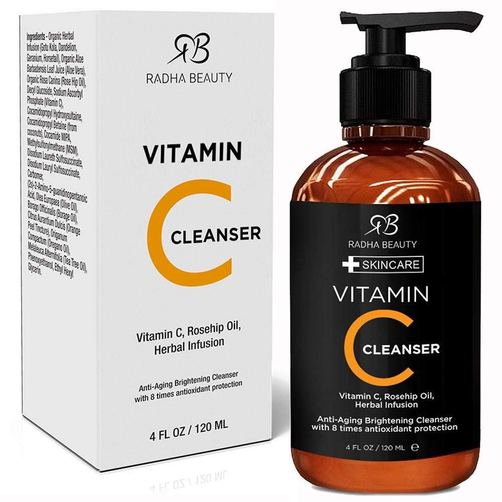 Radha Beauty Vitamin C Complete Facial Care Kit - 3-in-1 Anti-Aging Set with Cleanser, Serum, and Moisturizer for Wrinkles, Dark Spots, and Acne. Day & Night Brightening Skincare Gift Set: Beauty