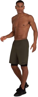 TCA Ultra 2 in 1 Compression Shorts Men Forest Night XL Running Gym view 5