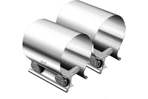 Dianrui 2PCS 2" Butt Joint Stainless Steel Clamp Band,2" Universal Widening Clamp Fit for Exhaust System