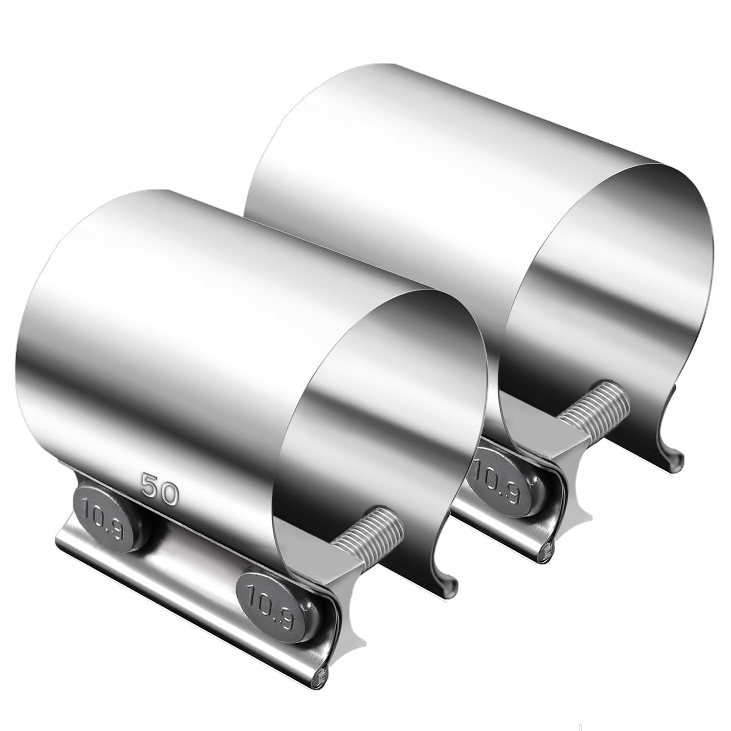 Photo 1 of Dianrui 2PCS 2" Butt Joint Stainless Steel Clamp Band,2" Universal Widening Clamp Fit for Exhaust System