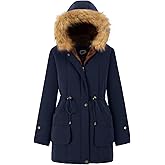FARVALUE Women's Winter Coat Hooded Warm Fleece Lined Parka Jacket with Fur Trim Long Overcoat