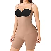 Nebility Shapewear Bodysuits for Women Tummy Control Body Shaper Seamless Butt Lifter Open Bust Mid-Thigh Compression Waist Trainer