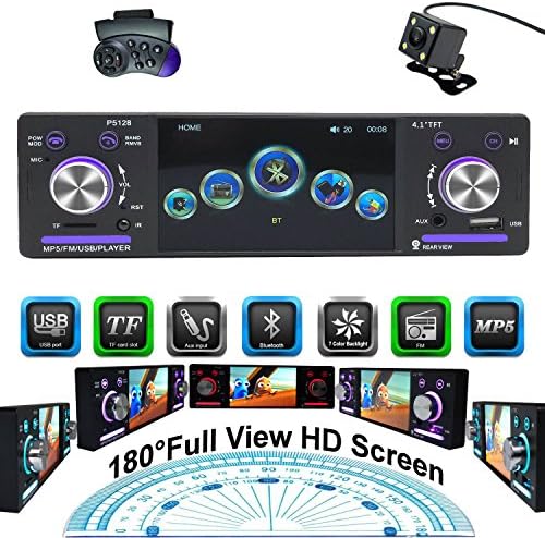 CARED Car Stereo MP5 Player,Single Din with Bluetooth,Car Headunit Receiver,Backup Camera/MP3/USB/SD/AUX in/Wireless Remote