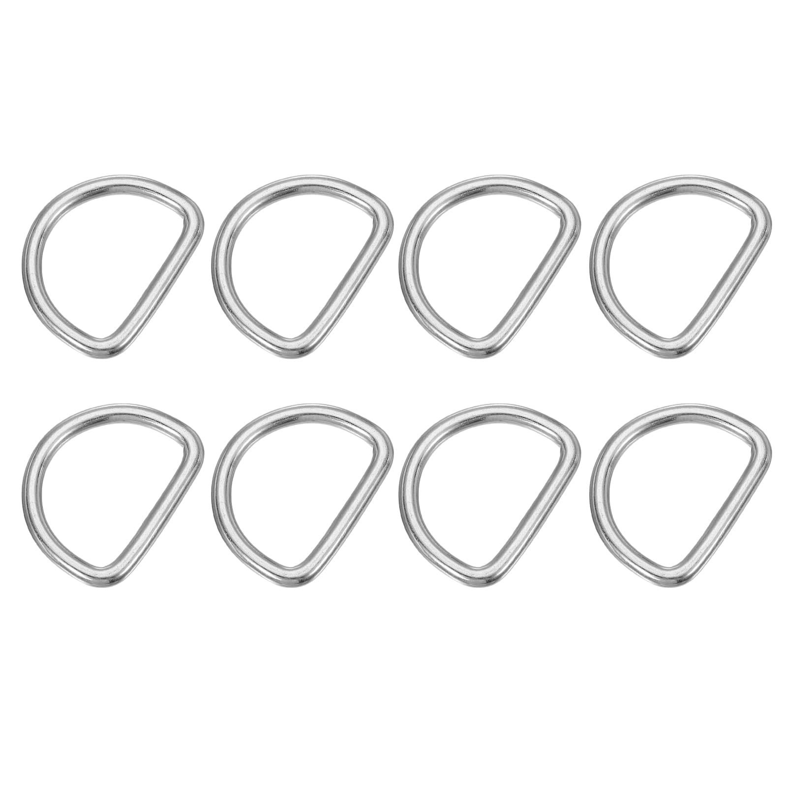 PATIKIL 1.1" Metal D-Rings, 8 Pcs 304 Stainless Steel D Ring Welded Solid Dee Rings DIY Accessories for Belts Sewing Dog Collars Webbing Straps, 4x20mm