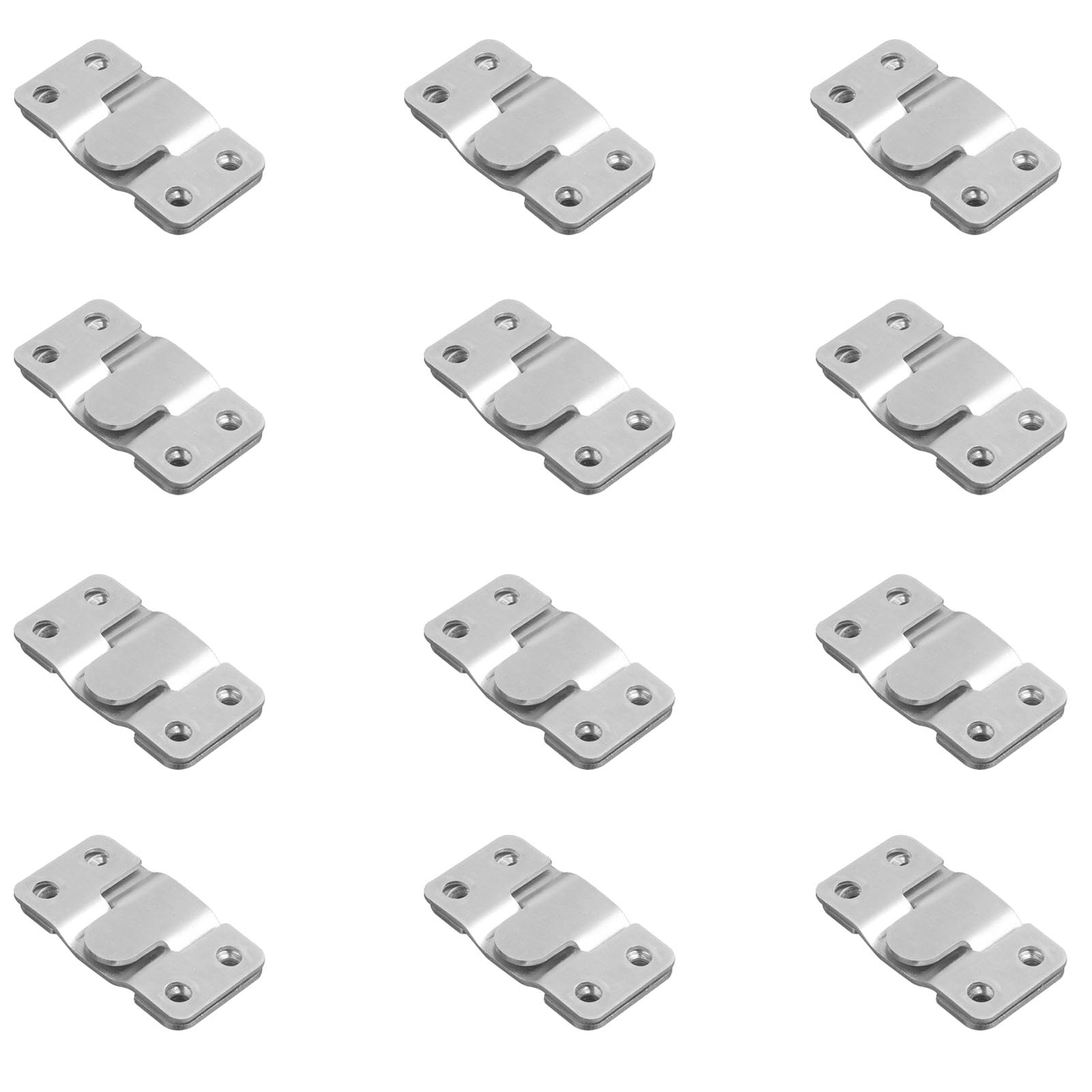 Leliafleury 12Pcs Flush Concealed Mount Brackets Stainless Steel Picture Hanging Interlocking Brackets Furniture Connector for Mirrors Picture Display Art Gallery, 53.5 x 30mm