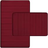 Bathroom Rugs Set 2 Piece Memory Foam Bath Rugs Non-Slip Bath Mat,Washable Room Mats,Absorbent Shaggy Rugs Super Soft Kitchen Mats, Batroom Carpets for Bathroom,Tub,Shower Home Decor（Burgundy）