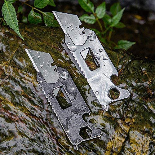 Pocket Knife，YEEYOU Utility Knives 6-in-1 Multitool Keychain Durable Black Oxide Stainless Steel Portable Tools for Outdoor Survival, Camping, Fishing, Hunting, Hiking