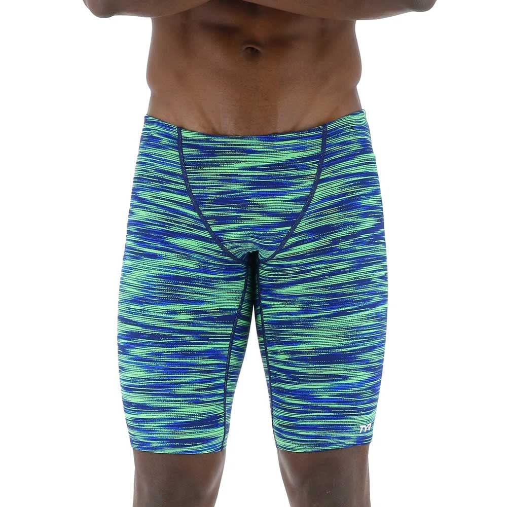 TYR Men's Standard Durafast Elite Athletic Jammer Swimsuit, Blue/Green, 36 Image
