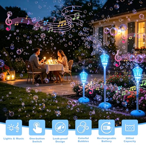Upgraded Standing Bubble Machine for Kids – Blows Thousands of Colorful Bubbles Into the Sky, Adjustable Height Bubble Maker, Perfect for Birthday/Wedding/Party/Outdoor Activities