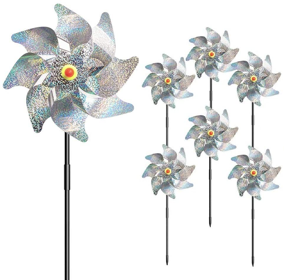 6PCS Reflective Bird Repellent Windmill, Reflective Birds Deterrent, Repellent Windmills Scare Birds to Keep Birds Away From Your House,Window,Garden,Farm (6)