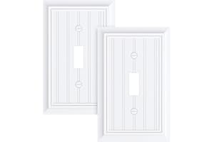 TREEWELL 2-Pack Classic Beadboard Single Toggle Light Switch Cover Plate, Durable Natural Bamboo Fiber Decorative Switch Plate Covers, Pure White 1 Gang Wall Plate