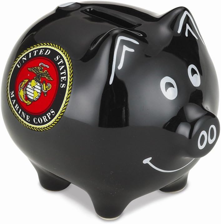 Corps Piggy Bank Safe Stoneware Savings Money Cash Box USMC with Coin Slot in Gift Box