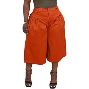 LETSVDO Women Wide Leg Capri Pants High Waisted Pleated Palazzo Ankle Cropped Trousers Barrel Balloon Gaucho Culottes Shorts