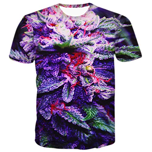 RAISEVERN Galaxy 3d Weed Leaf Printed Graphic Round Neck T shirts Tees XL