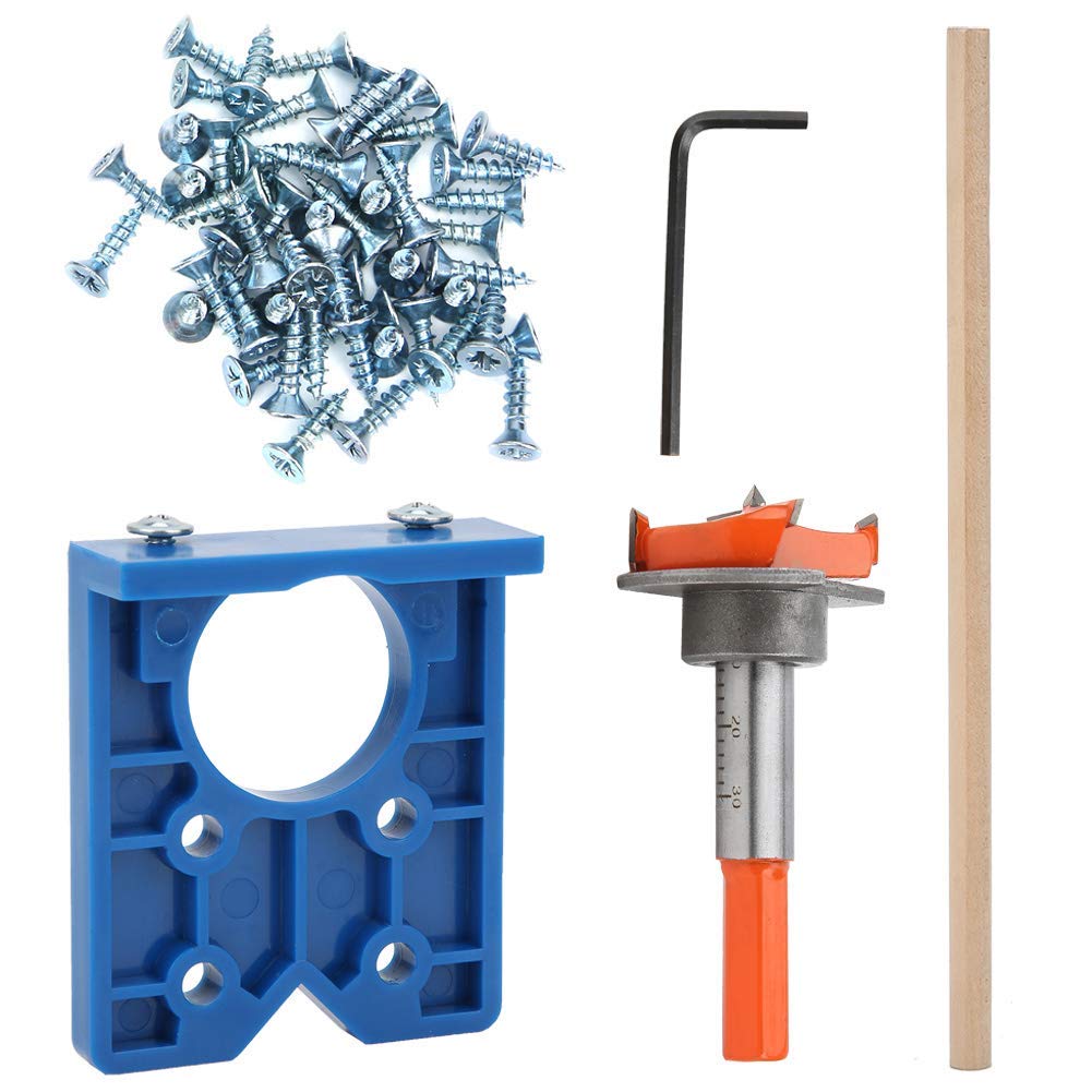 Hinge Hole Opener, Hinge Boring Jig Drill Guide Set, Door Installation Hole Locator, Accuracy Locator Door Drilling Guide Drilling Jig Pencil Screw 5mm