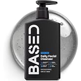 BASED Daily Facial Cleanser for Men - Deep Cleaning Formula with Bamboo Charcoal &amp; Willow Bark - Removes Buildup Without Stripping - Clear Skin (6.8 Fl Oz Pack of 1)
