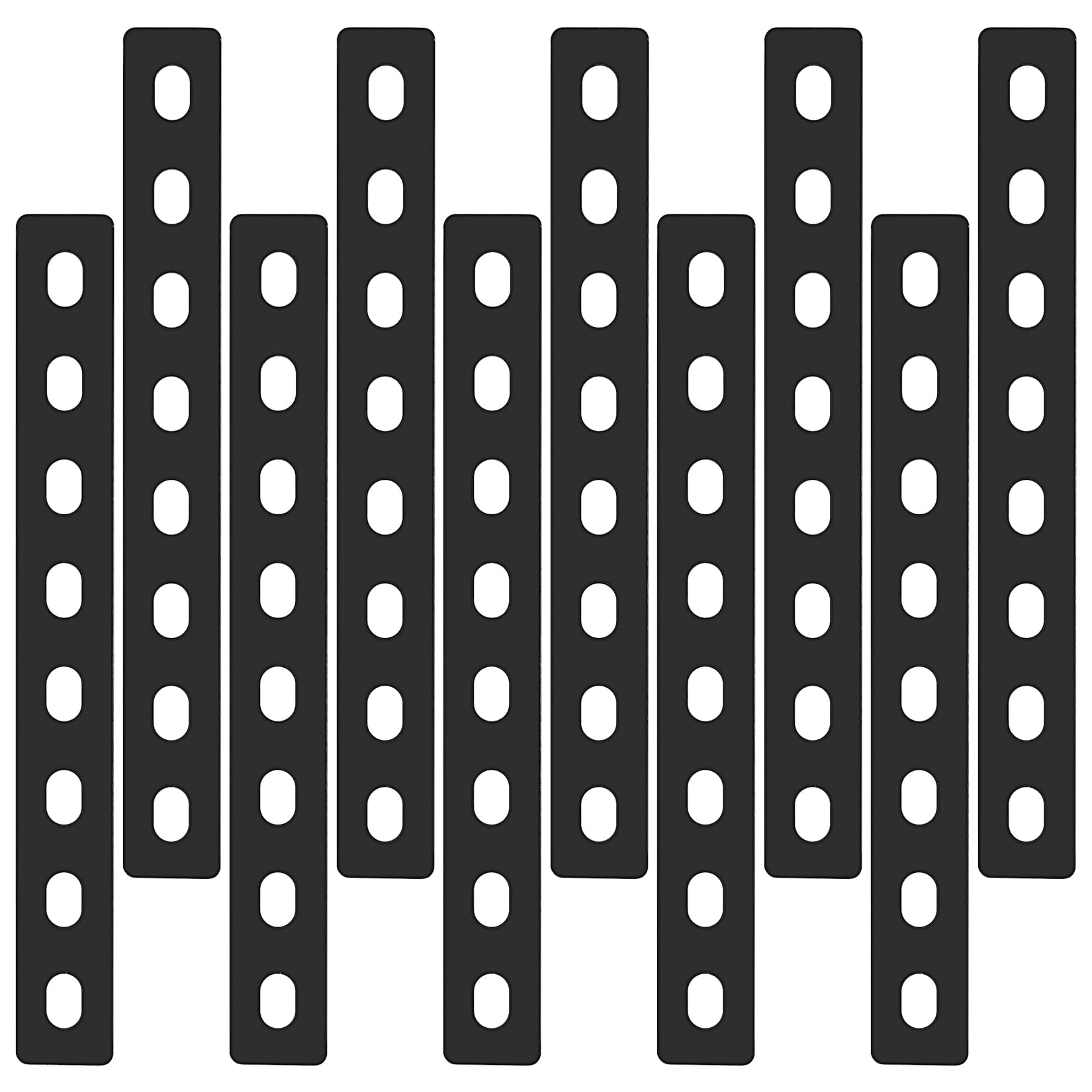 10 Pcs Flat Wood Brackets, Heavy Duty Metal Mending Plates, 8 Holes, 207x24 mm (8-1/8" x 7/8")