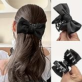 Elegant Bow Hair Claw Clip Satin Bows Claw Clips for Women Black Bow Clips Hair Accessory Perfect for Formal Occasions Everyday Elegance for Girls with Long Thick Hair for all types 1pc