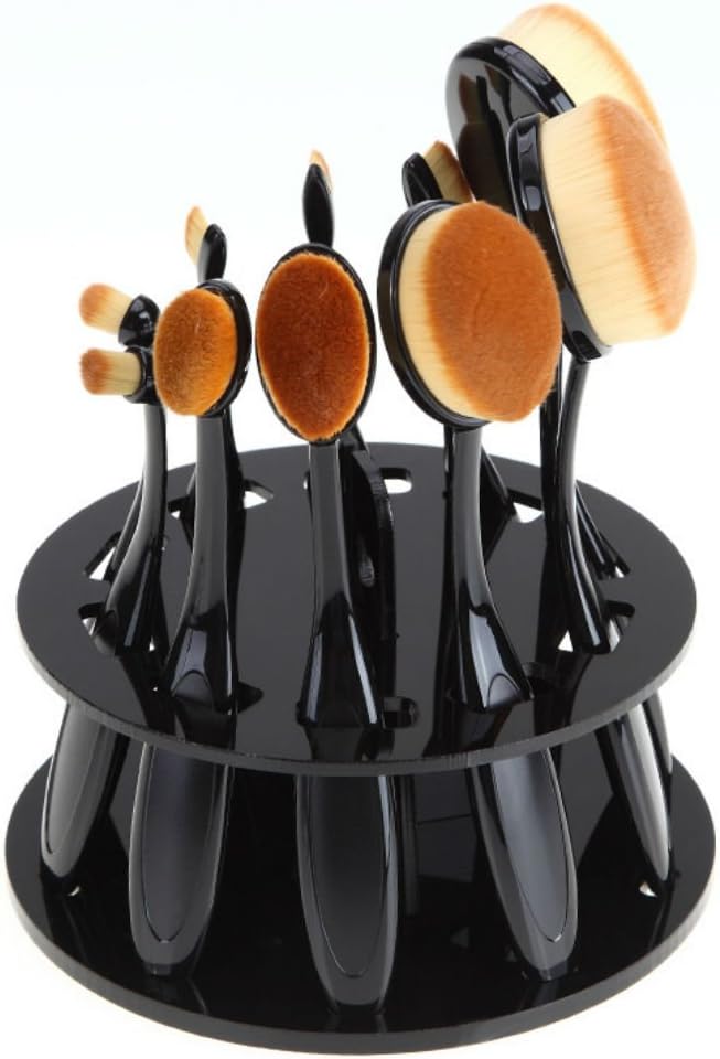 Messon 10 Holes Makeup Brush Holder Cosmetic Brushes Drying Rack Organizer Shelf Tool (Black)