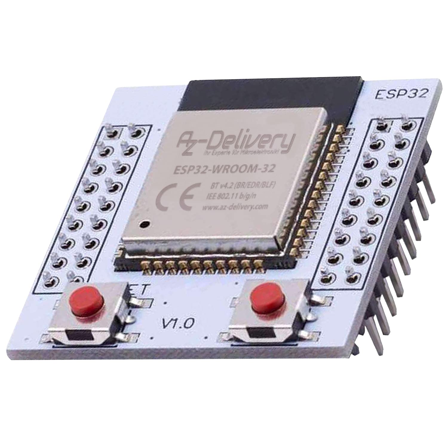 AZDelivery ESP32 WROOM-32 WLAN WiFi Bluetooth Microcontroller with free Adapter Board compatible with Arduino and Raspberry Pi including E-Book!