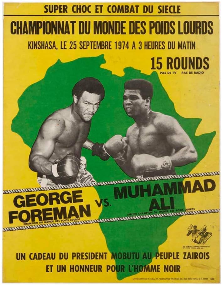 NRRTBWDHL Muhammad Ali VS George Foreman Boxing Sports Poster Art Bedroom Decoration Wall Decoration Print on canvas-50x70cm No Frame