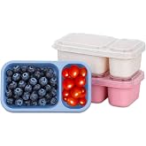 DOSEWART 2-Compartment Reusable Snack Containers with Lids | Wheat Straw Reusable Snack Packs for Food Storage Meal Prep On-the-Go Snacking(3Pack)