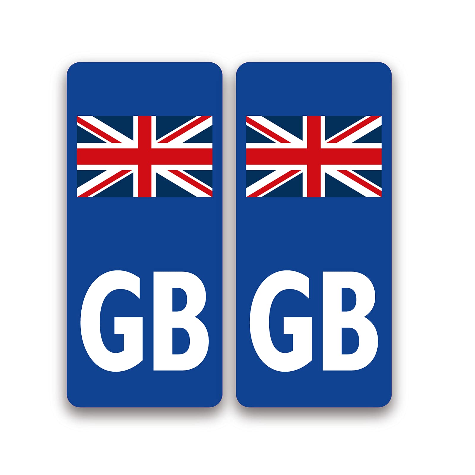 stika.co Pack of 2 Motorcycle GB Flag Self-adhesive Vinyl Sticker for Number Plate, Brexit Alternative Badge, Travel abroad in Europe