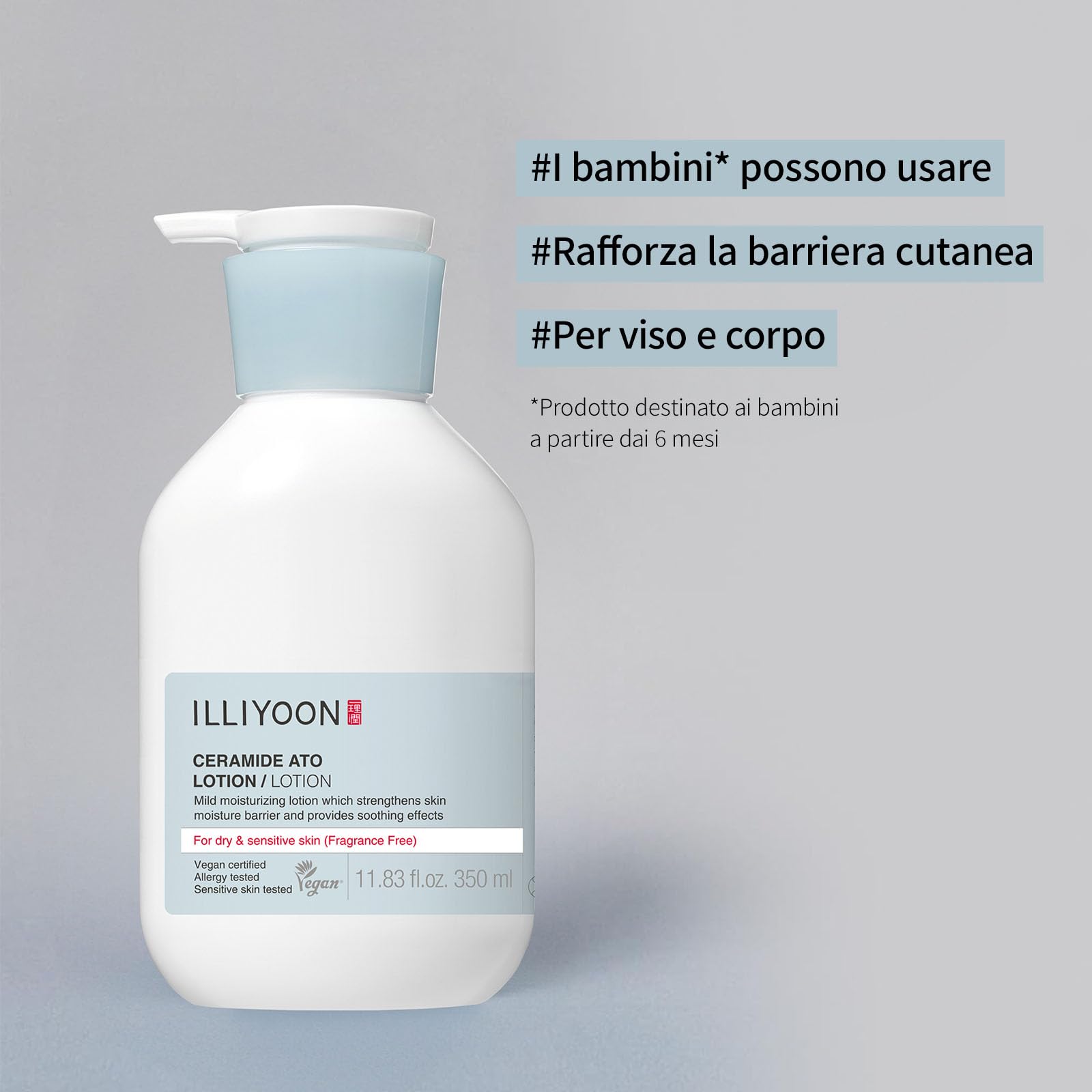 Illiyoon Ceramide Ato Lotion | Lightweight Moisturizer for Dry & Sensitive Skin, Barrier Repair for Face & Body, Mild for Babies, Vegan Certified, Korean Skin Care, 11.83 fl.oz.