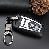 S-WEKA CARBON FIBER STYLE Black Carbon Fiber Texture Car Key Case Cover Holder Pouch Remote Key Chains Key Bag Fit For BMW keyless remote control Smart Key Fob Holder 1/2/3/4/5/6/M/X SERIES X3 X