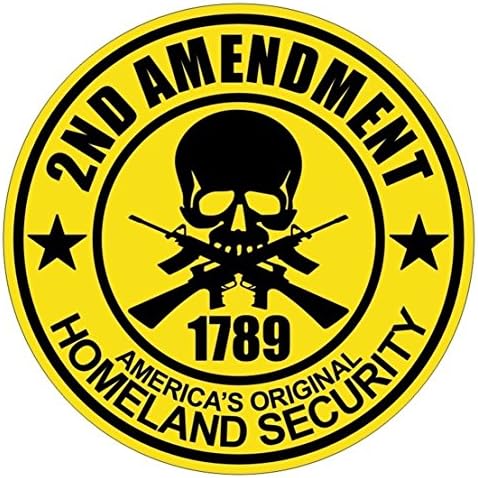 1 Pcs Prime Popular 2nd Amendment 1789 Original Guns Car Sticker Vinyl Decor Safety Emblem Weatherproof Size 2" Color Black on Yellow