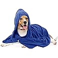 SINLAND Microfiber Oversized Hooded Bath Pet Towel for Dogs and Cats 40inch x40inch