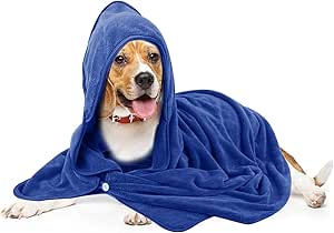 SINLAND Microfiber Oversized Hooded Bath Pet Towel for Dogs and Cats 40inch x40inch