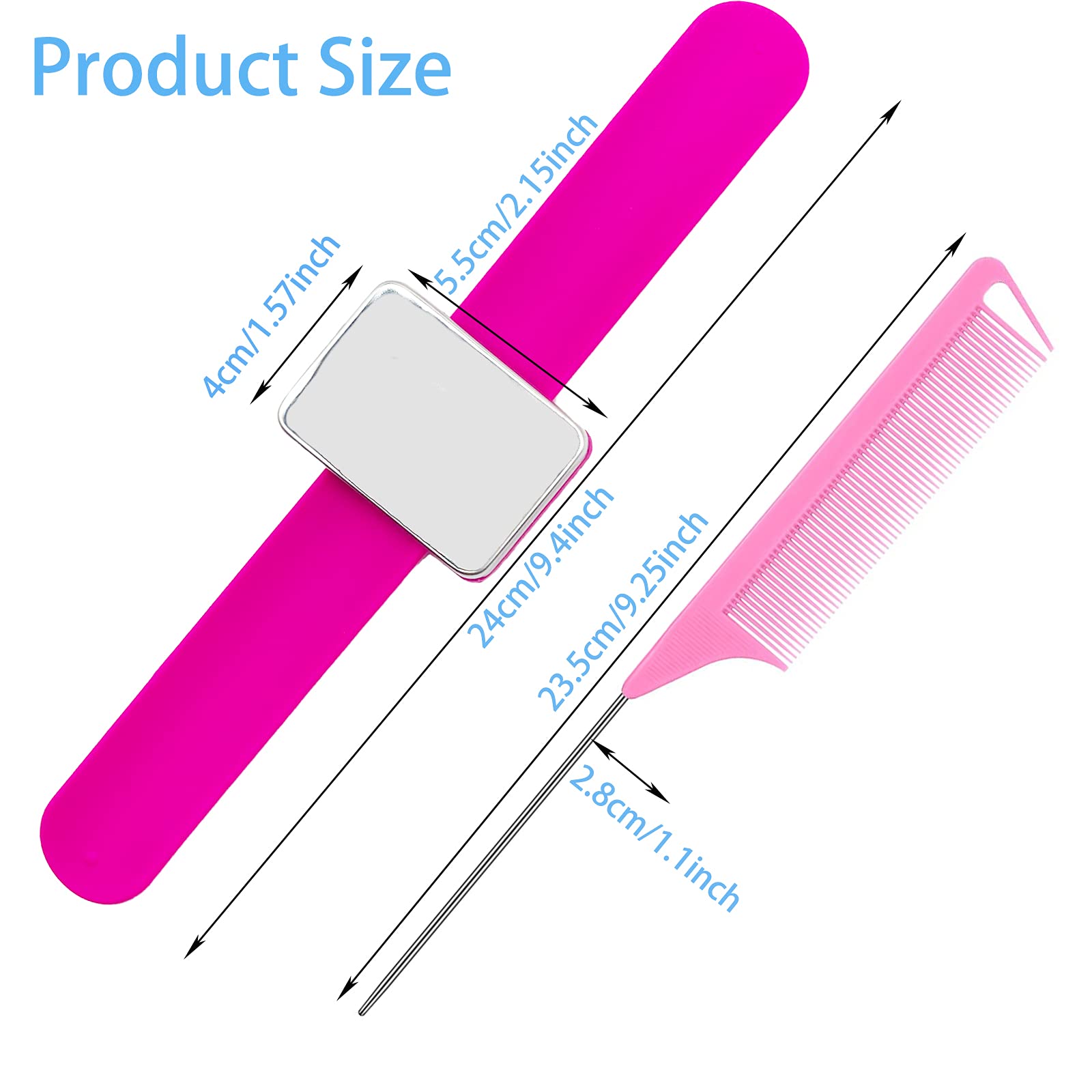 Dolstar Magnetic Pin Cushion Wrist, Magnetic Pen Holder Bracelet with 3 Pieces Stainless Steel Pintail Comb for Sewing