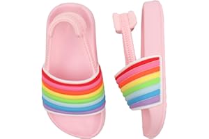 Otojaku Kids Flip Flops Sandals Toddler Boys Girls Sequin Slides Shower Beach Pool Shoes Slip on Summer Slippers with Back St