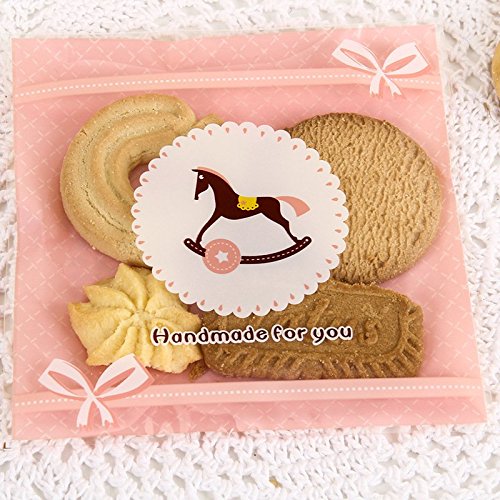 B&S FEEL 300 Pcs Bakery Candle Soap Biscuit Roasting Cookie Bags with Adhesive Closure (3 Size, 100 for Each)