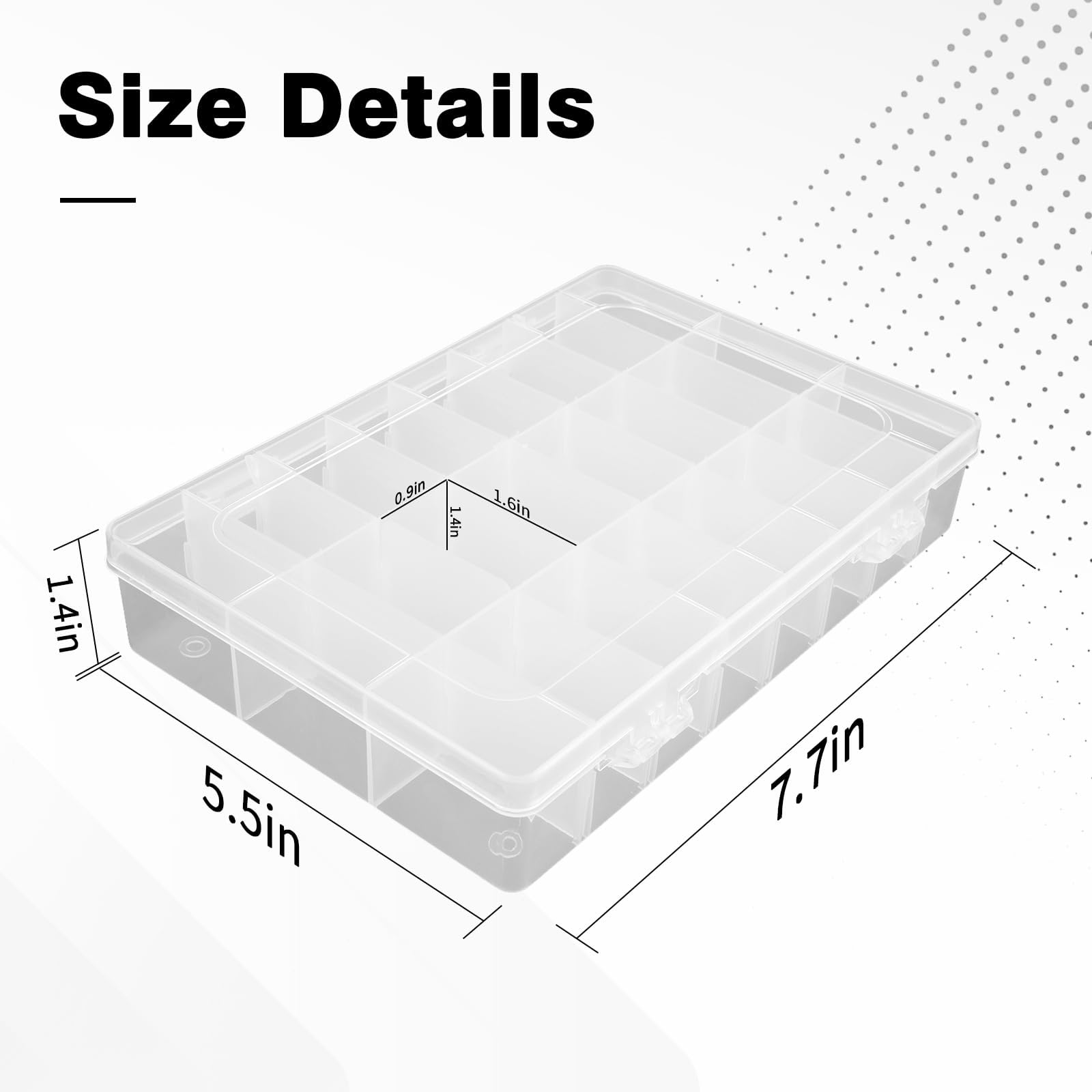 OALCQ 24 Grids Plastic Organizer Box With Dividers Clear Craft Storage Bead Organizer Box Earring Travel Pill Jewelry Organizers Storage Boxes Screw Seed Small Parts Hair Tie