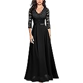 MISSMAY Women's Formal Floral Lace 2/3 Sleeves Long Evening Party Maxi Dress
