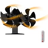 Tengchang Wood Stove Fan, 10 Blades Fireplace Fan, 2 Heads Heat Powered Stove Fan for Home Heating Log Burner