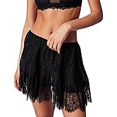 Women Y2K Black White Lace Mini Skirt Low Rise Half Slip Underskirt Ruffle Pleated Layered Flowy Short Skirts