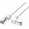 JUXINICE Cable Ethernet Cat6 en ángulo recto blanco de 6 pies, cable de conexión Ethernet CAT 6 de 90 grados, cable LAN RJ45,