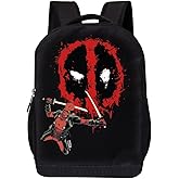 Marvel Comics Classic Deadpool Backpack - Black Knapsack 16 Inch Padded Bag (Deadpool 1)