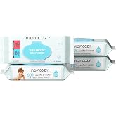 Momcozy Baby Wipes, Unscented &amp; Hypoallergenic, Gentle for Sensitive Skin | Plus Wipes-Size, Thickness, Moisture, Softness &amp; Scenario Plus, 99% Water-Based Wet Wipes, 240 Wipes Total, 4 Flip-Top Packs